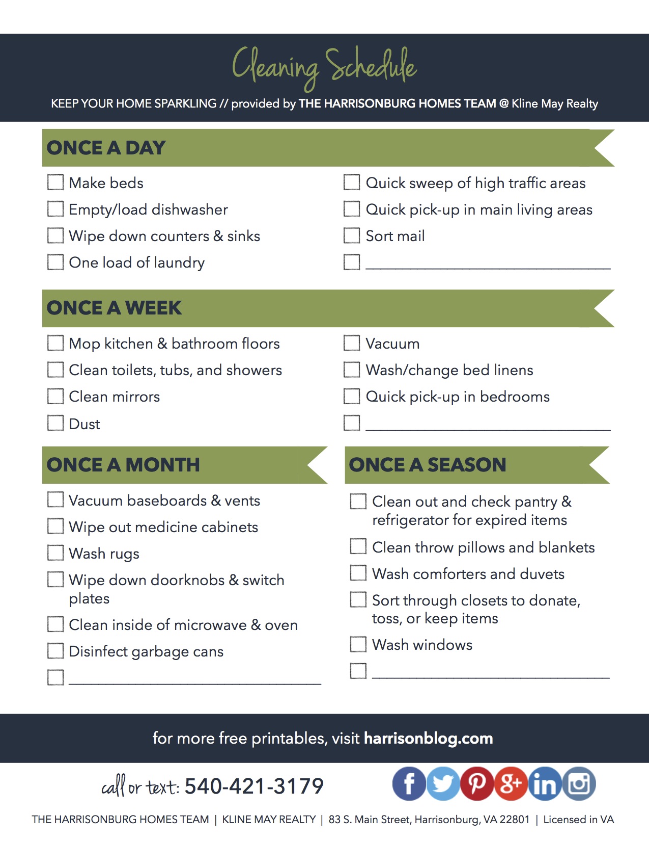 Make Your Home Sparkle Using This Simple Cleaning Schedule printable 